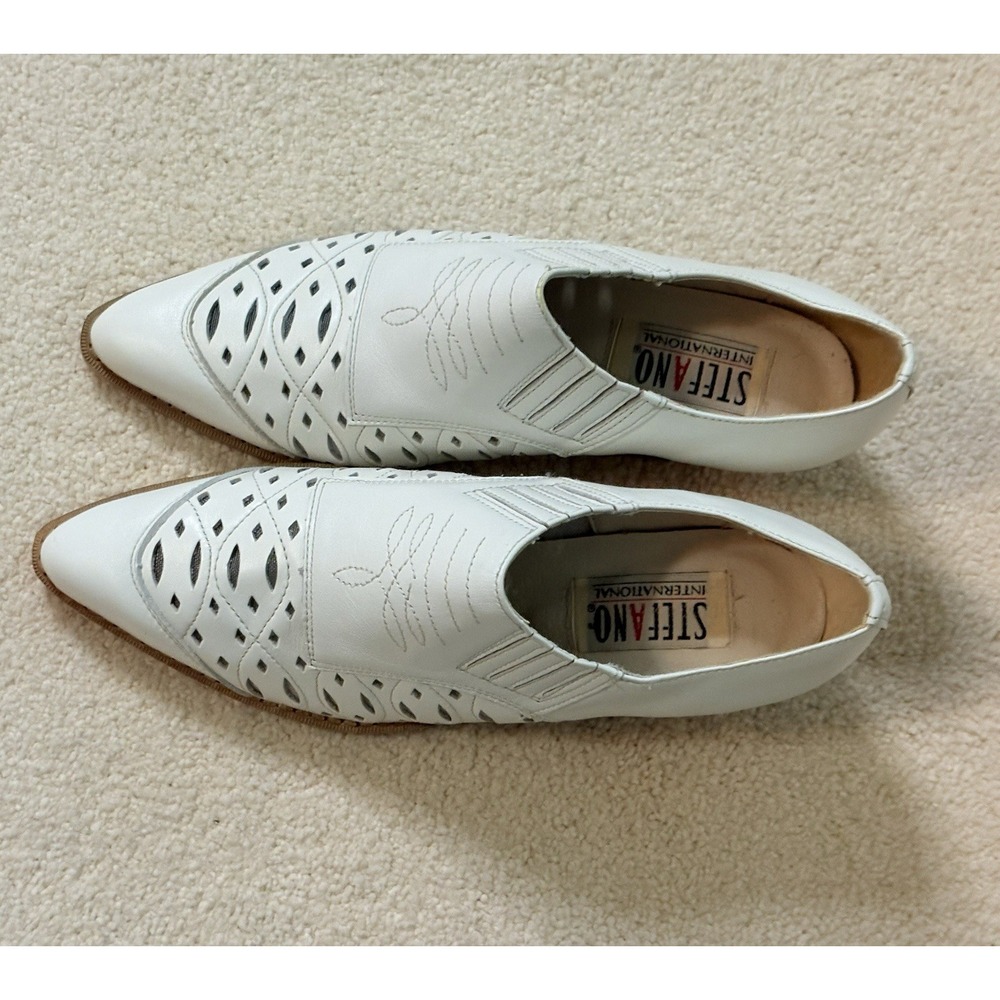 Stefano International Vintage 80s 90s Woven Leather Loafer Cowboy Shoes Western